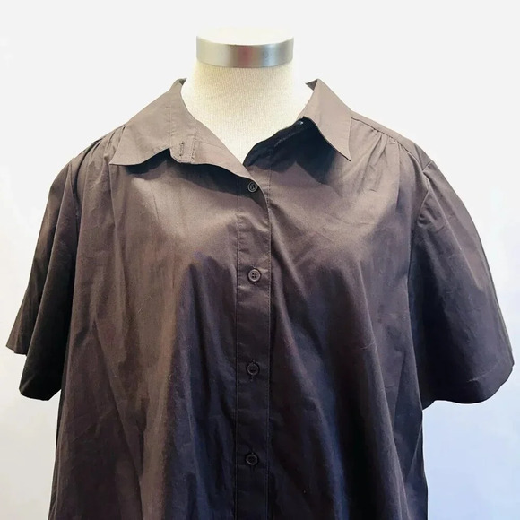 CHELSEA STUDIO Women Short Sleeve Button Down Collared Brown Casual Top Size 1X - Picture 2 of 11